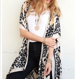 Tan & Black Boho Kimono